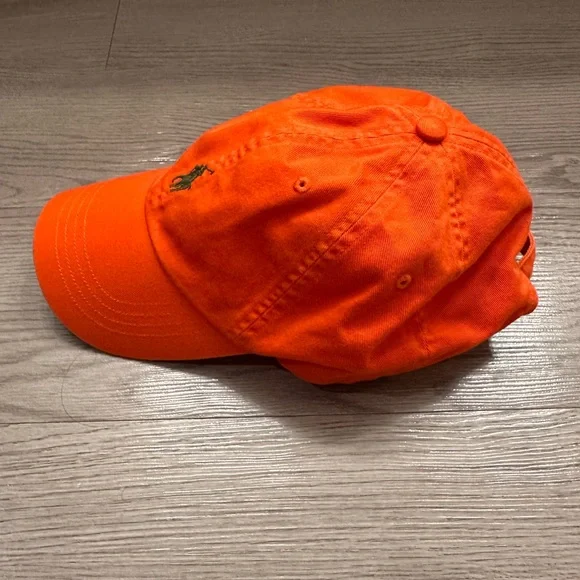 Ralph Lauren Vibrant Orange Polo Cap with Army Green Horse - Picture 4 of 7
